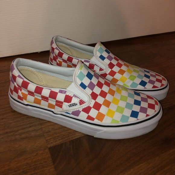 rainbow checkered vans